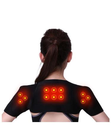 Adjustable Shoulder Brace for Men Women Double Shoulder Support Compression Sleeve Wrap Self-heating Rotator Cuff Posture Corrector Posture Corrector Shoulder Warmer Strap Stabilizer for Hunchback XL