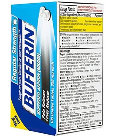 Bufferin Buffered Aspirin Tablets 130 ct (Pack of 3) - Pain Reliever/Fever Reducer - Buy Online on GoSupps.com