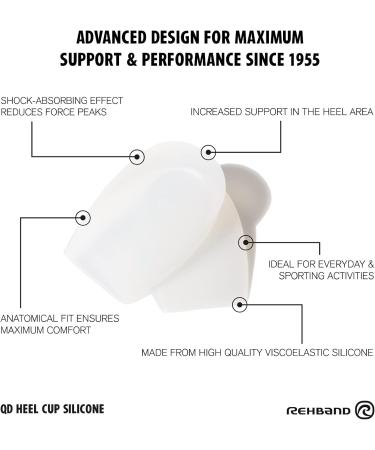 Rehband QD Silicone Heel Wedge | 1 Pair Gel Heel Cups for Height Increase | White Color Size L - Shop Now! - Buy Online on GoSupps.com
