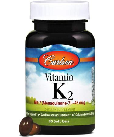 Carlson - Vitamin K2 MK-7 (Menaquinone) 45 mcg Bone Support Calcium Bioavailability K2 Vitamin Vitamin K-2 90 Softgels 90 Count (Pack of 1) - Buy Online on GoSupps.com