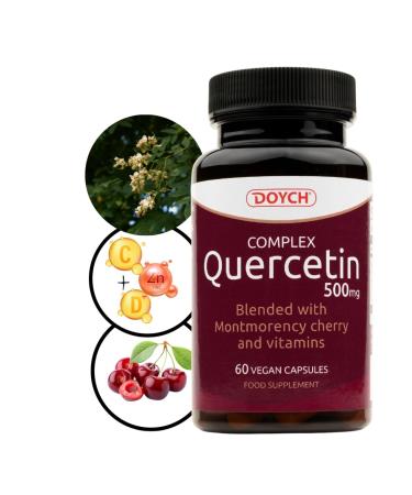 Antioxidant Quercetin Complex - Potent Quercetin Supplement Enriched with Vitamin D3 Vitamin C and Zinc & Montmorency Cherry - Quercetin 500mg per Dosage Immune Support - 60 Vegan Capsules by Doych