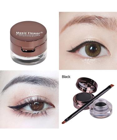 Maketopyzn Waterproof Dual-Ended Eyeliner Gel & Eyebrow Powder Set - Long-Lasting Double Colors (Black+Brown) with Mirror and Brush - Buy Online on GoSupps.com