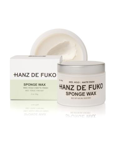 Hanz de Fuko Sponge Wax  Premium Mens Hair Styling Paste  Medium Hold, Matte Finish Certified Organic Ingredients, 2 oz.
