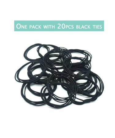 20pcs Black Elastic Hair Ties for Women, Girls, and Men - Seamless Pony Tail Holders for Thick, Thin, and Curly Hair - No Damage Bands - 4-in-1 Design - Buy Online on GoSupps.com
