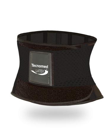Tecnomed Latex Back Support Belt for Men & Women - Waist Lumbar Support Lower Back Brace for Lower Back Pain Relief Black