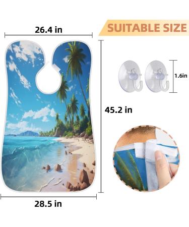Beard Bib Apron - Ultimate Beard Hair Catcher for Men | Perfect Father's Day & Christmas Gift with Suction Cups | Beach Coconut Tree Design - Buy Online on GoSupps.com