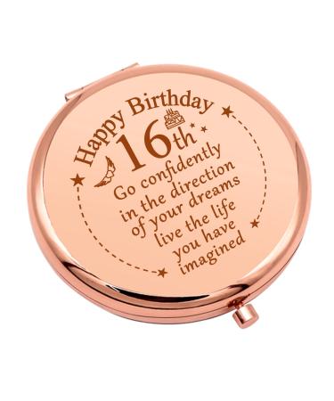 Sweet 16 Birthday Gifts for Girls Inspirational Gift for Her Compact Makeup Mirror for Friend Sister 16 Year Old Girl Gifts Happy 16th Birthday Gifts for Niece Daughter Travel Makeup Mirror