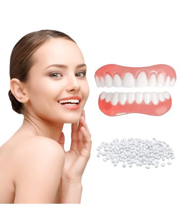 Fake Teeth  2 PCS Veneers Dentures Socket for Women and Men  Dental Veneers for Temporary Tooth Repair Upper and Lower Jaw  Protect Your Teeth and Regain Confident Smile  Bright White-A2