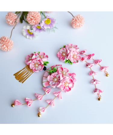 Gadpiparty Japanese Hair Accessories Hair Accessory Tassel Hairpins Floral Hair Clip Hair Ornament Flower Hair for Weddings Hanfu Hair Accessories Alloy Women's Pink Manual Clip - Buy Online on GoSupps.com