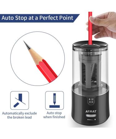 AFMAT ElectricÂ PencilÂ Sharpener forÂ ColoredÂ Pencils Â AutoÂ Stop Â SuperÂ SharpÂ &Â Fast Â ElectricÂ PencilÂ SharpenerÂ PlugÂ inÂ forÂ 6-12mmÂ No.2/Office/Home-Black - Buy Online on GoSupps.com