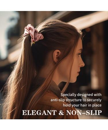 ADOOMENT 3 Pack Silk Scrunchies - Luxury Mulberry Silk Hair Ties for Women - Non-Slip Elastic Hair Scrunchies (Black Champagne Gold Pink) - 1.4 Inch - Buy Online on GoSupps.com
