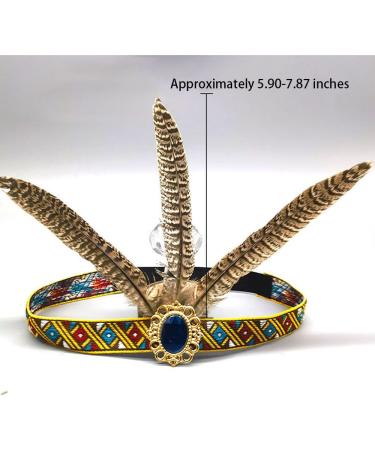 Indian Headband Headdress Feather Headband Native American Feather Headband Hair Band Headwear Headpiece Fashion Elegant Flapper Headband Hair Decoration for Women Blue Diamond Style - Buy Online on GoSupps.com