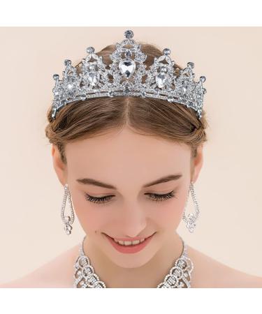 LAPOHI Silver Crystal Princess Queen Tiara for Women - Bride Wedding Crown for Party Prom Pageant - Rhinestone Headband with Combs - Buy Online on GoSupps.com