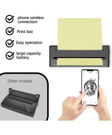Calicon Portable Tattoo Stencil Printer | Cordless Thermal Copier Machine | Rechargeable Mini Printer with 10 Free Transfer Papers | iOS & Android Compatible (2023 New Version) - Black - Buy Online on GoSupps.com