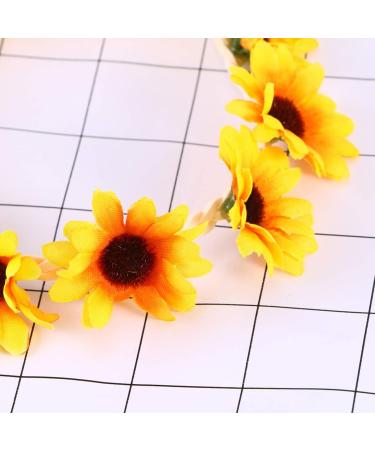 SOLUSTRE Daisy Flower Headband Boho Sunflower Crown Hair Wreath Floral Garland Crown Boho Headpiece Bridal Hair Band (Yellow) - Buy Online on GoSupps.com
