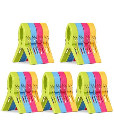 KSPOWWIN 20 Pack Beach Towel Clips Chair Clips Towel Holder for Beach Chair Pool Chairs on Cruise-Jumbo Size Plastic Chair Towel Clips Clamp Holder-Keep Your Towel from Blowing Away Clothes Lines