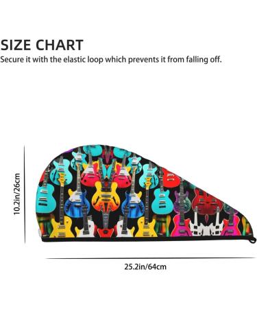 Colorful Guitars Coral Velvet Dry Hair Cap | Unisex Wet Towel Wrap for Bathroom Pool Beach & Home Accessory - International Shipping Available - Buy Online on GoSupps.com