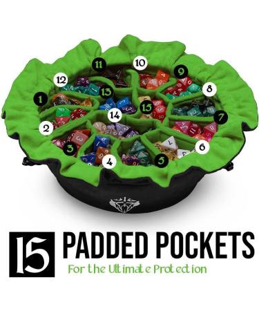 CardKingPro Immense OCD Edition Dice Bags - Black & Green - 200+ Dice Capacity - 15 Pockets - Patented Design - Buy Online on GoSupps.com