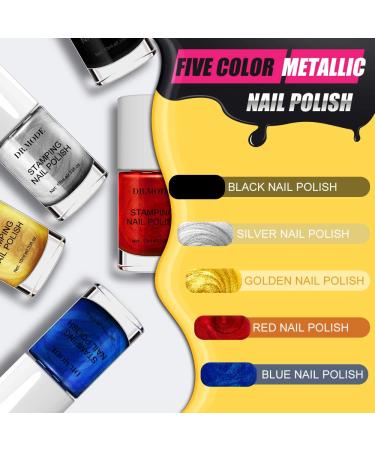 R.MODE Metallic Nail Stamping Polish Set - 5 Pigmented Bottles for DIY Nail Art - Buy Online on GoSupps.com