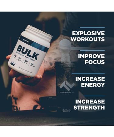 Transparent Labs Bulk Pre Workout Powder - Naturally Sweetened Advanced Formula for Muscle Building & Strength - 30 Servings Blue Raspberry - International Shipping Available - Buy Online on GoSupps.com