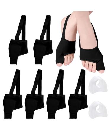 Zynery 6stk Schwarz Hallux Valgus correction toe spreader with non-slip straps 2 gel toe spreader Hallux Valgus rail prevention and correction of bale toes for men and women (s)