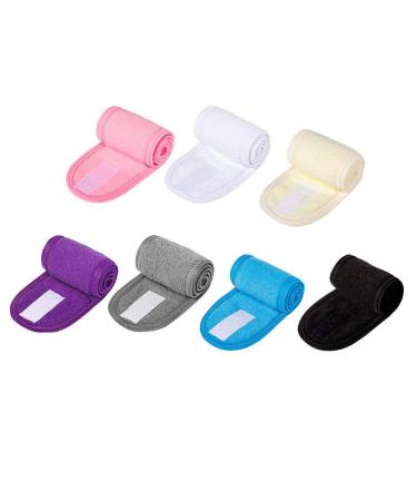 7 pieces of hair band for face spa headband hair band for make -up with tape washable make -up wrap adjustable shower head tape for face washing make -up shower make -up and sport
