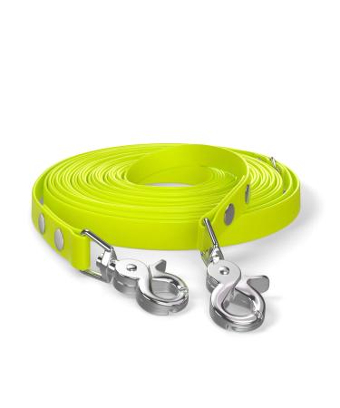 10m drag line dog leash 2 carabiners & D-ring neon yellow very stable dirt and water-repellent 10m strong dogs neon yellow - Buy Online on GoSupps.com