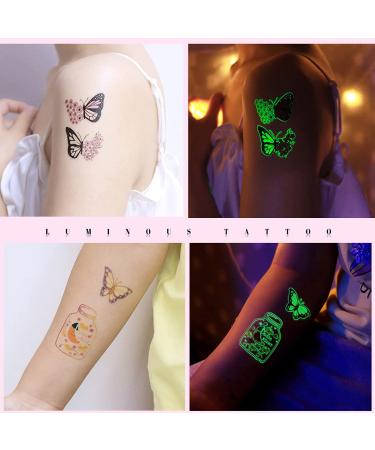 Luminous Butterfly Temporary Tattoos - 12 Sheets Glow in The Dark Stickers for Girls | Party Favors & Decorations - Buy Online on GoSupps.com