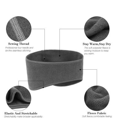 KOMAKE Ear Warmers Headband 2 Pack - Black+Gray Fleece Earmuffs for Winter Sports - Moisture Wicking Sweatband for Men & Women - Buy Online on GoSupps.com