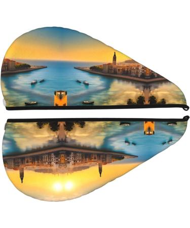 Sunset in Barcelona Soft Super Absorbent Dry Hair Cap for Girls & Women - Quick Dry Elastic Wrap for Long Thick Hair - Buy Online on GoSupps.com
