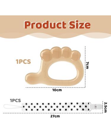 Mezrkuwr Thumb Silicone Bite Ring with Pacifier Chain | Teething Relief & Sensory Exploration | Cute & Easy to Handle - Buy Online on GoSupps.com