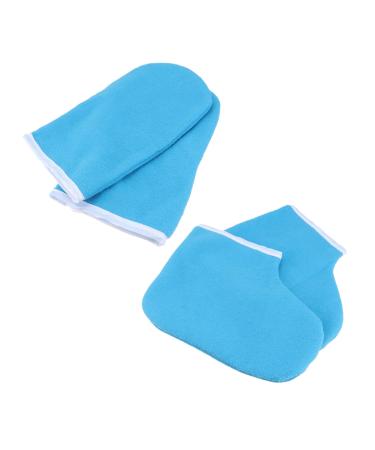 Moufles et Chaussettes de Paraffine Chauffants Accessoire de Bain Cire 1 Kit Taille Unique Maintien Chaleur Soins Mains et Pieds Usage Spa Maison Bleu Fonc