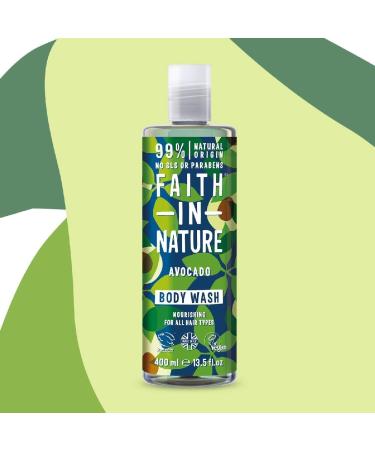 Faith In Nature Natural Avocado Body Wash Nourishing Vegan and Cruelty Free No SLS or Parabens 400 ml (Pack of 1) Avocado 400 ml (Pack of 1) - Buy Online on GoSupps.com