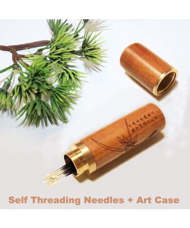 Self Threading Needles 12 Pack with Needle Threader and Carving Pattern - Golden Orchid Design, Side Thread Small Case - Buy Online on GoSupps.com