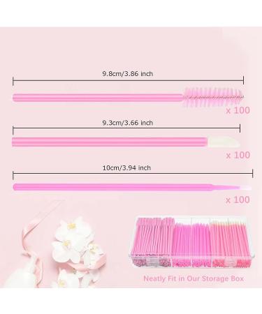 300 PCS Pink Eyelash Extension Supplies Kit - Disposable Micro Swab, Eyebrow Spoolie, Lip Brush, Mascara Wand Applicator - Eyelashes Tool Set - Buy Online on GoSupps.com