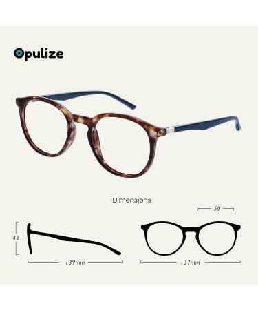 OPULIZE Met Blue Light Blocking Glasses | Slim Round Frame Scratch Resistant | Improve Sleep & Gaming | Anti-Reflective Brown Tortoiseshell for Men & Women B60-2 - Buy Online on GoSupps.com