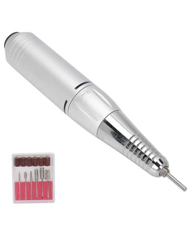 20 000 RPM Rechargeable Nail Drilling Pin - USB Portable Electric Nail File with 6 Grinding Heads & Sand Rings (Silver) - Perfect for DIY Nail Art - Buy Online on GoSupps.com