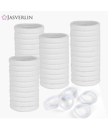 JASVERLIN White Cotton Hair Ties - 100 pcs Soft Ponytail Scrunchies for Women, No Damage Seamless Elastic Bands - Buy Online on GoSupps.com