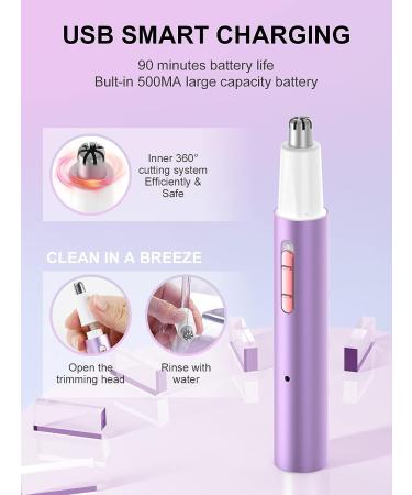 Rechargeable 2 in 1 Nose Hair Trimmer for Women - 2023 Professional Painless Hair Removal Tool with Dual-Edge Blades - Facial & Eyebrow Trimmer - Easy to Clean - Purple - Buy Online on GoSupps.com