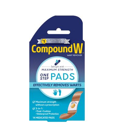 Compound W Wart Remover Maximum Strength One Step Pads, 14 Medicated Pads 14 Pads
