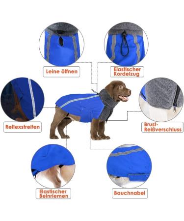 Slowton Winter Dog Coat - Warm Waterproof Jacket with Turtleneck & Reflective Stripes for Small & Medium Dogs | Adjustable Windproof Blue XL - Buy Online on GoSupps.com