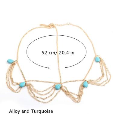 Jovono Boho Turquoise Head Chain Turquoise Headband Wedding Hair Accessories for Women and Girls - Buy Online on GoSupps.com