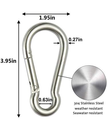 GRANDBUY Large Spring Snap Hook Carabiner  304 Stainless Steel Snap Hook Heavy Duty Carabiner Clip  Stainless Steel Spring Snap Hook Carabiner Carabiner Outdoor 4 inch 2 Pack - Buy Online on GoSupps.com
