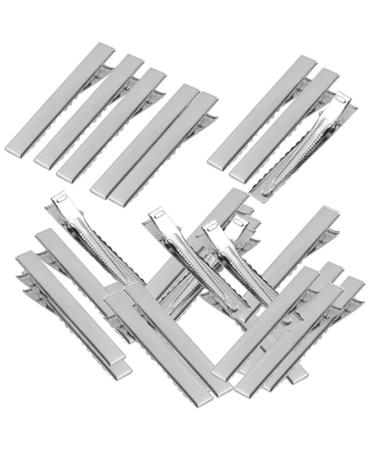 MonkeyJack 50 Pieces Flat Metal Single Prong Alligator Hair Clips Duckbills Barrette Bows DIY - 56mm