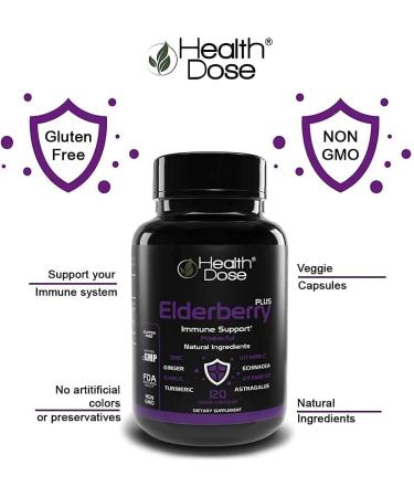 Premium Immune Support Bundle by Health Dose Omega 3 Fish Oil Triple Strength Gluten-Free Non-GMO 120 Softgels + Elderberry Plus 11 in 1 Defense Immune Support Booster 120 Chlorophyll Capsules. - Buy Online on GoSupps.com