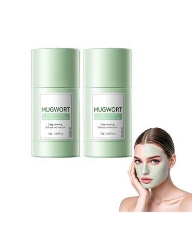 VKaoess Mugwort Clay Mask Stick for Deep Pore Cleansing Green Clay Mask Stick for the face with the Care & Sebum Control Oil Control & Pore Refining all skin types Skin Purifying 2 bottles