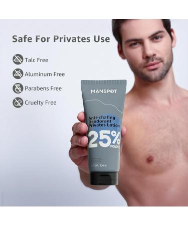 MANSPOT Anti-Chafing Deodorant Lotion for Men - 2024 Ball Groin & Armpit Care - 4 fl oz Anti-Irritant & Long-Lasting Protection - Buy Online on GoSupps.com