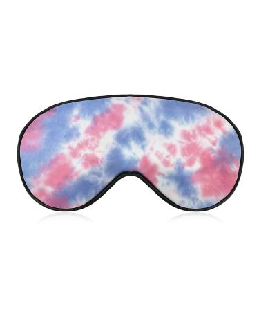 Pink Blue Tie Dye Sleep Mask for Women Adjustable Sleeping Eye Shades Cover with Elastic Strap