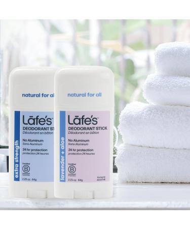 Lafe's Natural Deodorant | 2.25oz Aluminum Free Natural Deodorant Stick for Women & Men | Paraben Free & Baking Soda Free with 24-Hour Protection (Lavender & Aloe/Extra Strength 2.25 Ounce - 3-Pack) - Buy Online on GoSupps.com