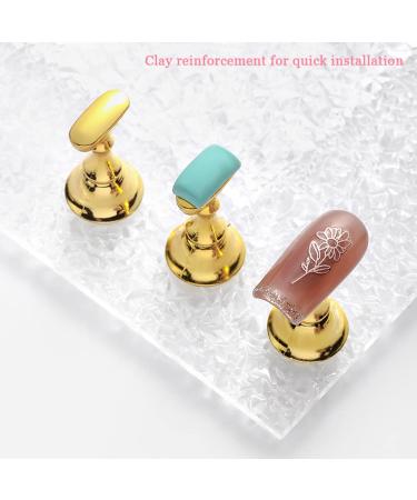 Acrylic Nail Exercise Stand - Magnetic Lotus Shape Holder Set for Beginners - Reusable Clear Crystal Nail Stand Bases - Pink - Buy Online on GoSupps.com
